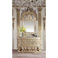 thumbnail image 1 of Benjara Half Moon Server with Hollow Scroll Floral Carvings and 3 Drawers, Gold, 1 of 1
