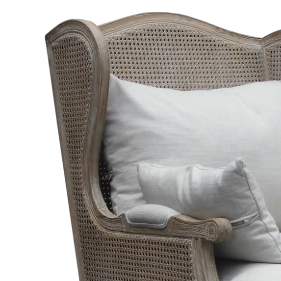 Benjara Hand Weaved Accent Chair with Padded Seat and Back, Brown and Gray