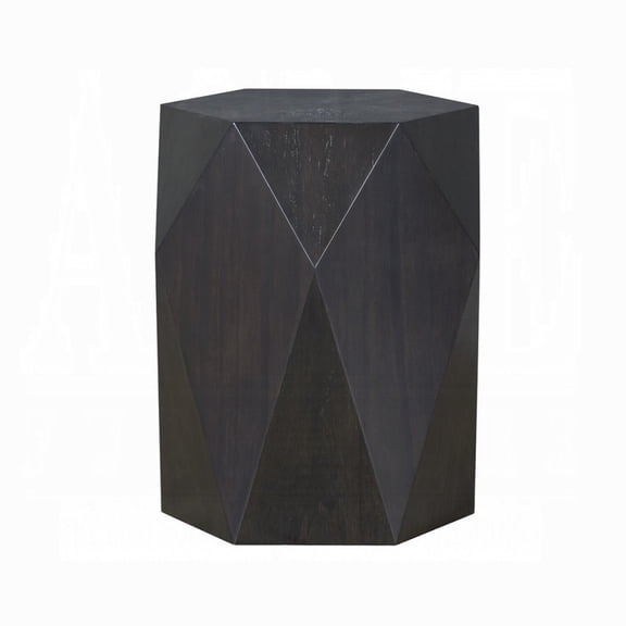 Hano Side End Table-Black Rubberwood-22 Inch Modern Geometric Body