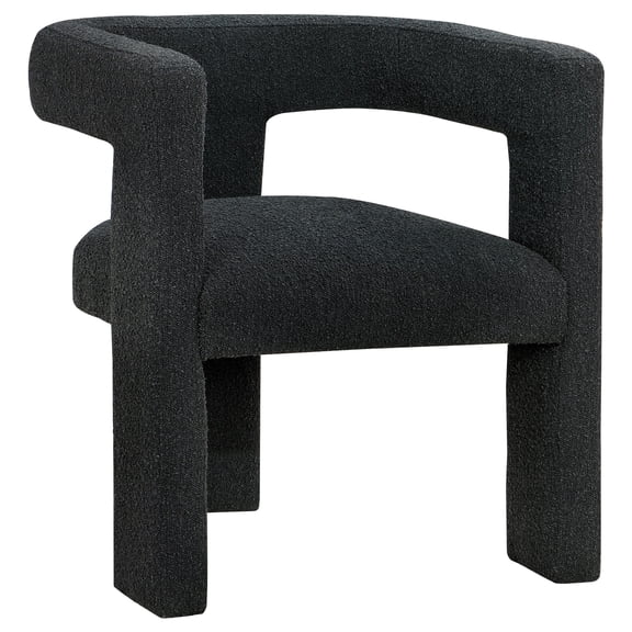 Hellen Accent Side Chair, Fully Upholstered in Black Boucle, Foam Cushion
