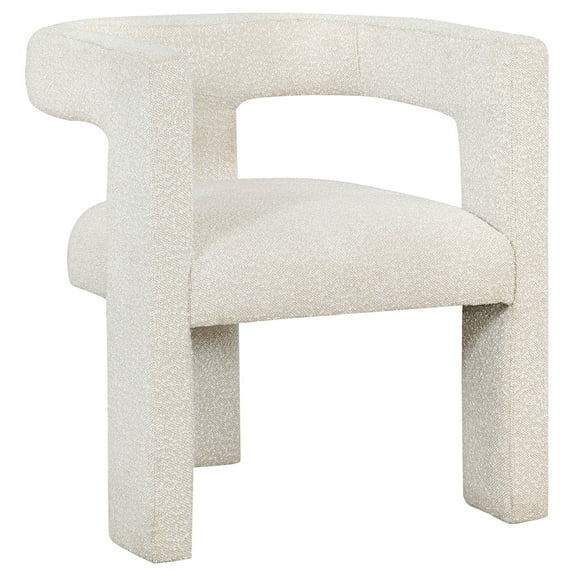 Hellen Accent Side Chair, Fully Upholstered in Soft White Boucle Fabric