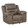 thumbnail image 1 of Henry 46 Inch Rocker Manual Recliner Chair- Brown Microfiber- Solid Wood, 1 of 6