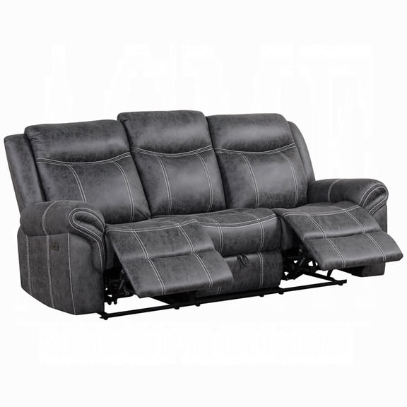 Hesy Power Motion Recliner Sofa w Drop Down Table, Dark Gray 85 Inch
