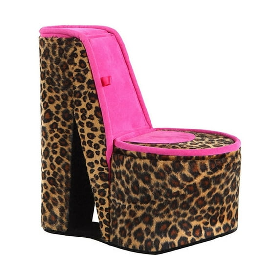 High Heel Cheetah Shoe Jewelry Box with 2 Hooks, Multicolor