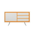 thumbnail image 1 of Benjara Hle 59 Inch Sideboard Buffet, 3 Drawers, 1 Cabinet, White, Orange Lacquer, 1 of 5