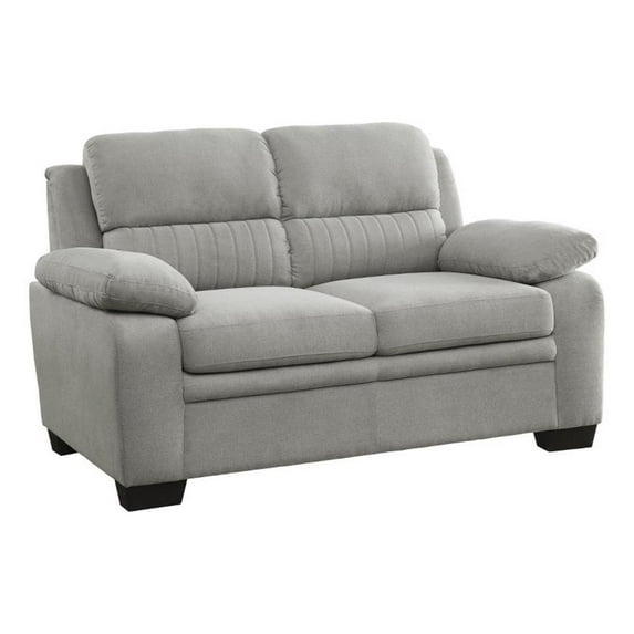Hugh 58 Inch Loveseat- Gray Polyester- Soft Foam Cushioned- Solid Wood