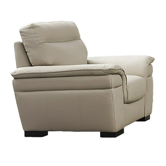 Benjara Hyna 44 Inch Sofa Chair, Tan Tufted Italian Leather Upholstery, Cushioned