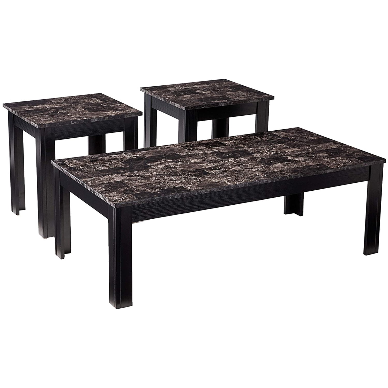 Gray Faux Marble 3-Piece Living Room Table Set