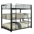 thumbnail image 1 of Industrial Style Full Triple Decker Bunk Bed with Ladder, Black- Saltoro Sherpi, 1 of 7
