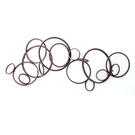 Industrial Style Metal Wall Decor with Multiple Circles, Bronze- Saltoro Sherpi