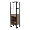 thumbnail image 1 of Industrial Wood and Metal Wine Rack with 3 Compartments, Brown and Black, 1 of 6
