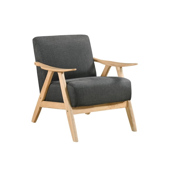 Indy Accent Club Armchair- Dark Gray Textured- Solid Rubberwood Frame