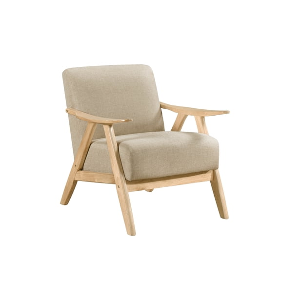 Indy Accent Club Armchair- Light Brown Textured- Solid Rubberwood