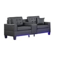 thumbnail image 1 of Benjara Iris Sofa with LED, USB Ports, Cupholders, Black Faux Leather 85 Inch, 1 of 6
