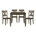 thumbnail image 1 of Ivy 5 Piece Dining Set- Square Top Table- 4 X Back Chairs- Brown Solid Wood, 1 of 6