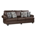 thumbnail image 1 of Jade 98 Inch Sofa- Rich Brown Microfiber- 4 Pillows- Soft Cushions- Wood, 1 of 7