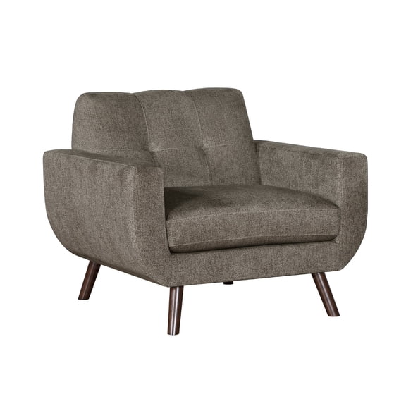 Jany Accent Chair- Tufted Brown Textured Microfiber- Walnut Tone