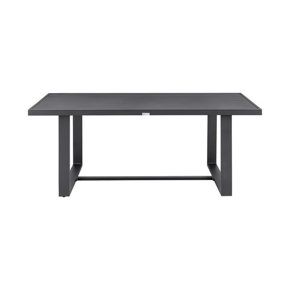 Benjara Jax 79 Inch Patio Dining Table, Spacious Rectangular Tabletop, Dark Gray
