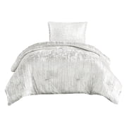Jay 2 Piece Twin Comforter Set, Polyester Velvet Deluxe Texture, White- Saltoro Sherpi