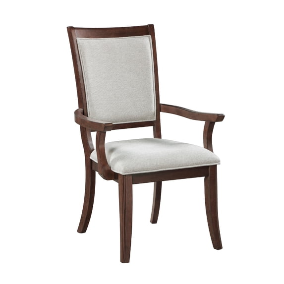 Jenie Armchair Set of 2- Dark Walnut Inlay Cherry Wood- Beige Fabric