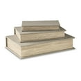 thumbnail image 1 of Benjara Jolly Decor Storage Book Box Set of 3, Beige Linen, Black Velvet Lining, 1 of 5