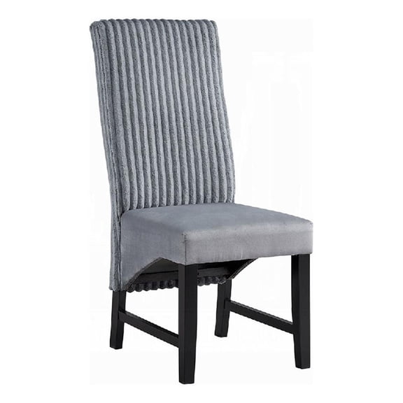 Jory Dining Chair Set of 2-Padded Seat n Back-Gray Corduroy-Black
