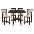 thumbnail image 1 of Benjara Kalen 5pc Counter Table and Dining Chairs Set, Brown Wood, Beige, 1 of 6