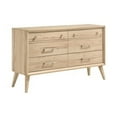 thumbnail image 1 of Benjara Kali 60 Inch Wide Dresser, 6 Drawers, Nickel Handles, Oak Brown Solid Wood, 1 of 6