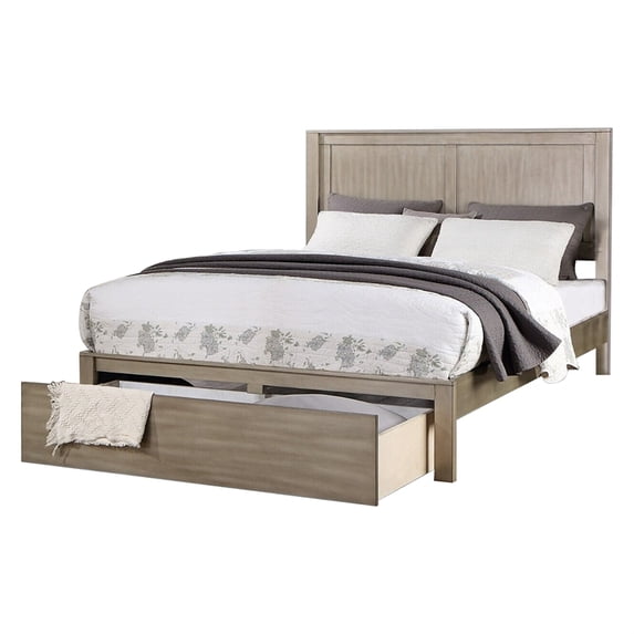 Benzara Kali Wood California King Size Platform Bed in Light Tan Brown