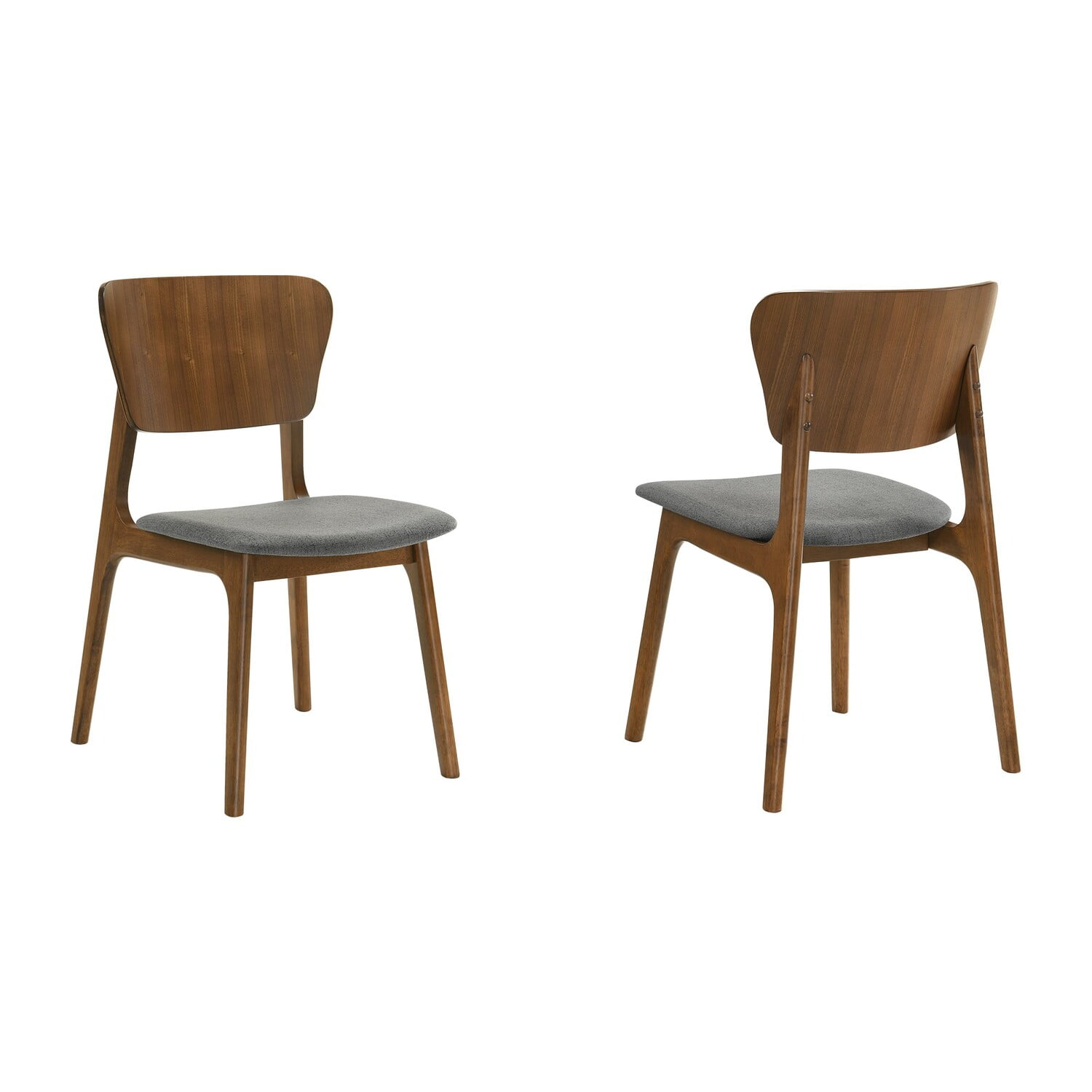 Kalia Charcoal Upholstered Walnut Wood Side Dining Chair Set of 2