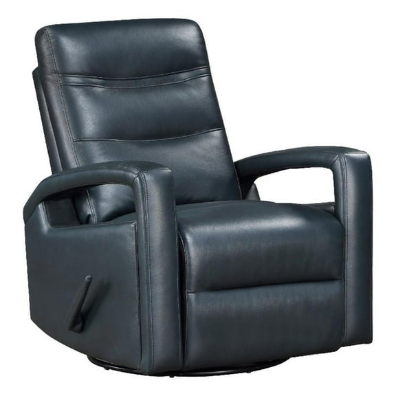 Kamo Manual Recliner Swivel Chair- 32 Inch- Navy Blue Faux Leather