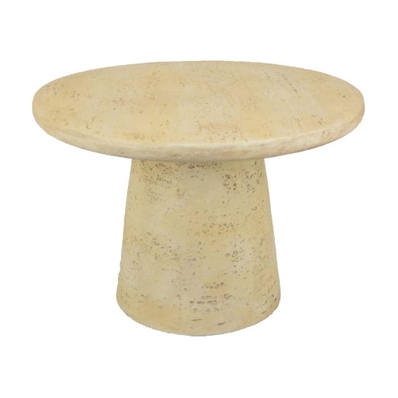 Benjara Keki Coffee Table- 24" Round- Tapered Off White Resin Body