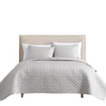 thumbnail image 1 of Keo 3pc Queen Coverlet Set, Reversible, Shams, Silver Silky Fabric, 1 of 3