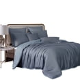 thumbnail image 1 of Keo 8pc Queen Comforter Set, Reversible, Shams Smoke Blue Silky Fabric, 1 of 3
