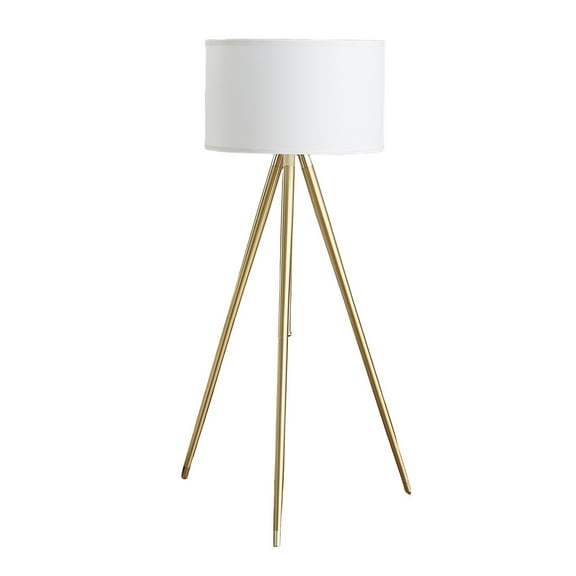 Kera Floor Lamp, White Drum Shade, Brass Gold Tripod Base 64 Inch
