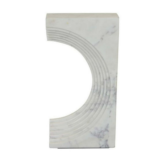 Keveny Tabletop Decor, C Arch Sculpture Texture White Marble, 13 Inch