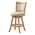 thumbnail image 1 of Benjara Kia 24" Solid Wood Swivel Counter Stool- Curved Panel Back - Ivory, 1 of 6