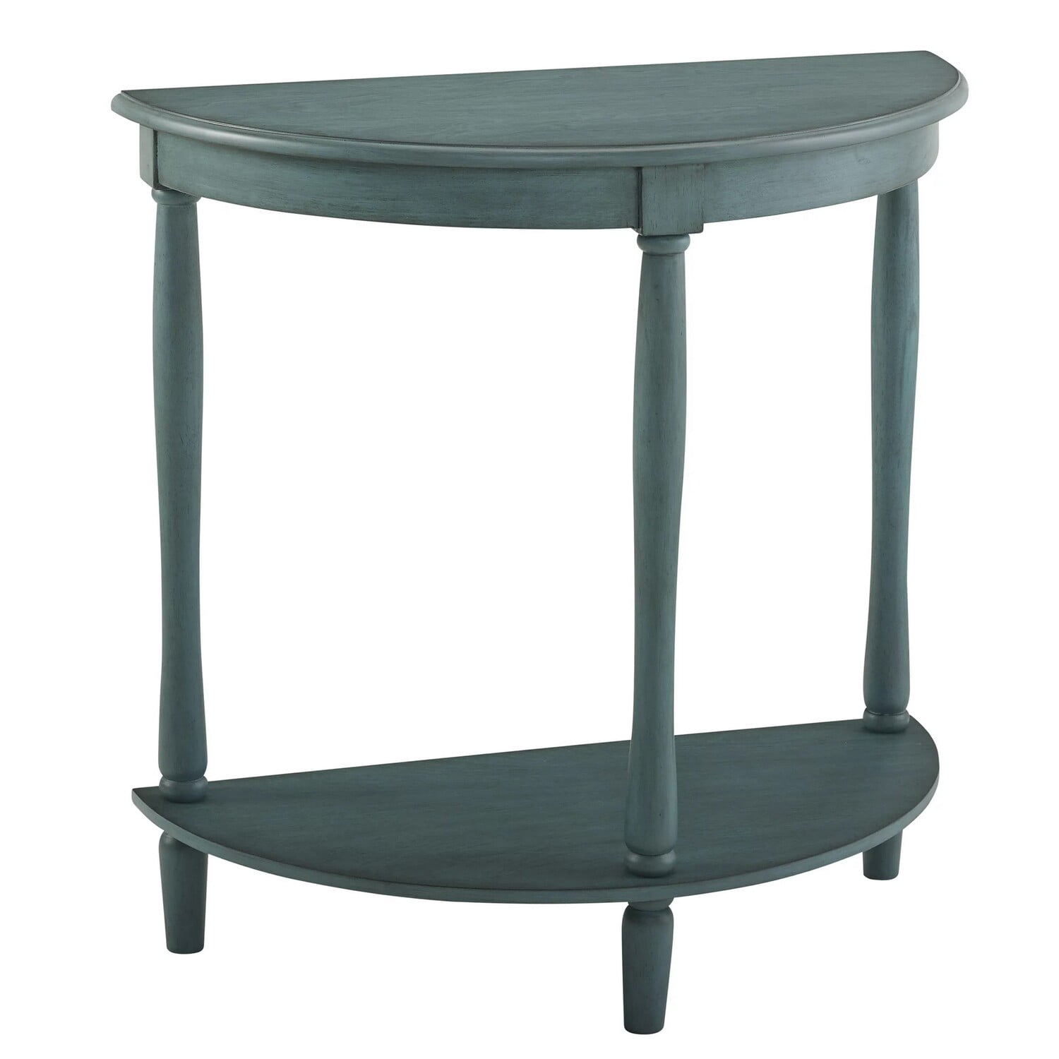 Benjara Kiana 28 Inch Side End Table, Bottom Shelf, Semicircle, Antique ...