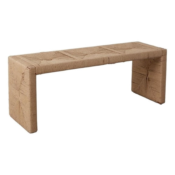 Benjara Koe Accent Bench- 49" Wide Handwoven Natural Jute Woven Frame