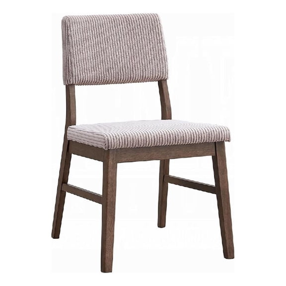 Koen Dining Side Chair Set of 2-Beige Corduroy Cushion-Walnut Brown