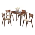 thumbnail image 1 of Kosy 5pc Dining Table n 4 Chair Set- Chestnut Brown- Tan Faux Leather, 1 of 6