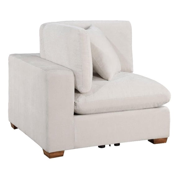 Lahe Modular Corner Sofa Chair- Brown Tapered Legs- Ivory White Fabric