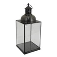 thumbnail image 1 of Laila Lantern, Black Metal, Glass Panels, Square Base, 20 Inch Tall, 1 of 7