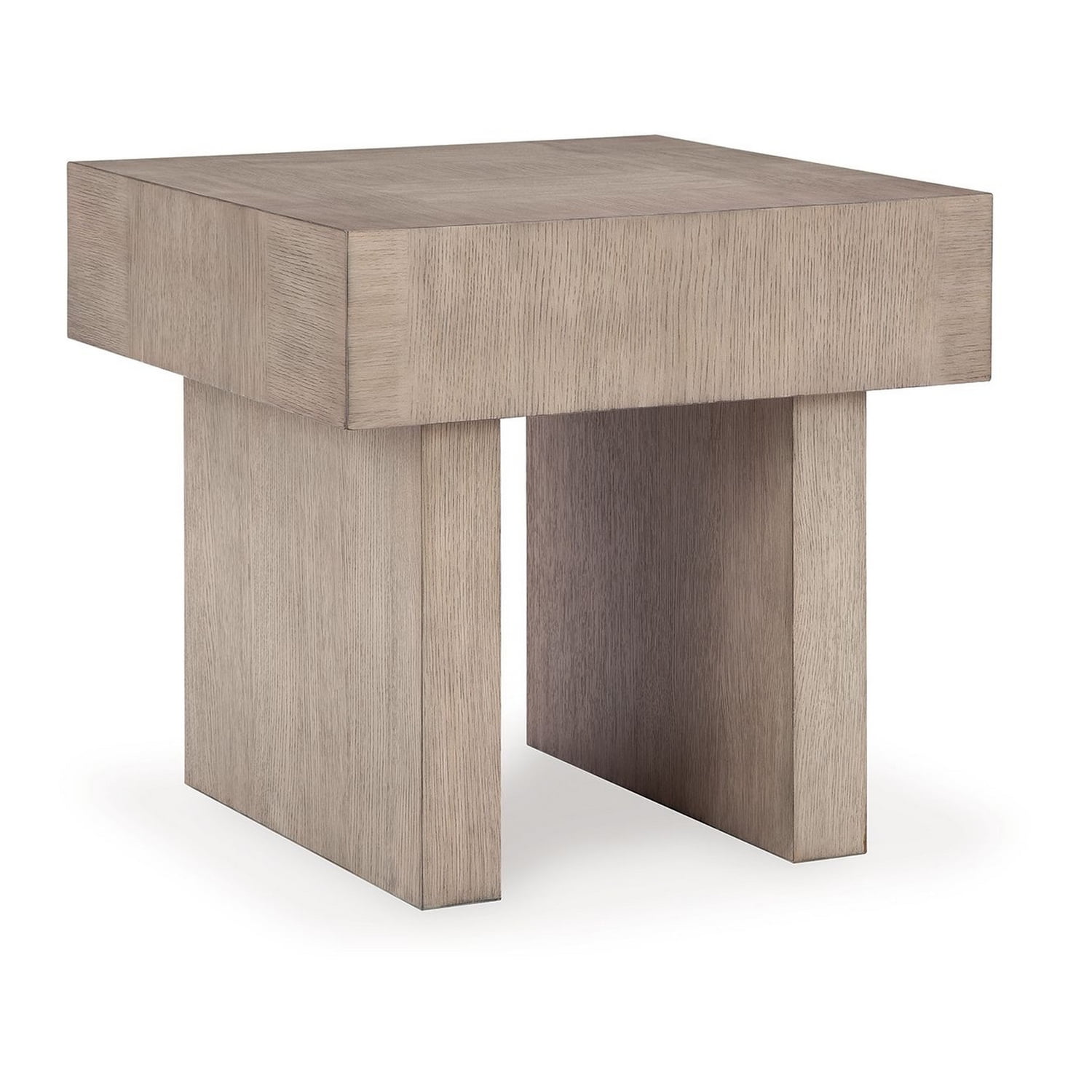 Light Grayish Brown Square Wood End Table