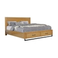 thumbnail image 1 of Benjara Larie King Size Bed with Storage, Black Metal Legs, Rustic, Light Oak Brown, 1 of 6