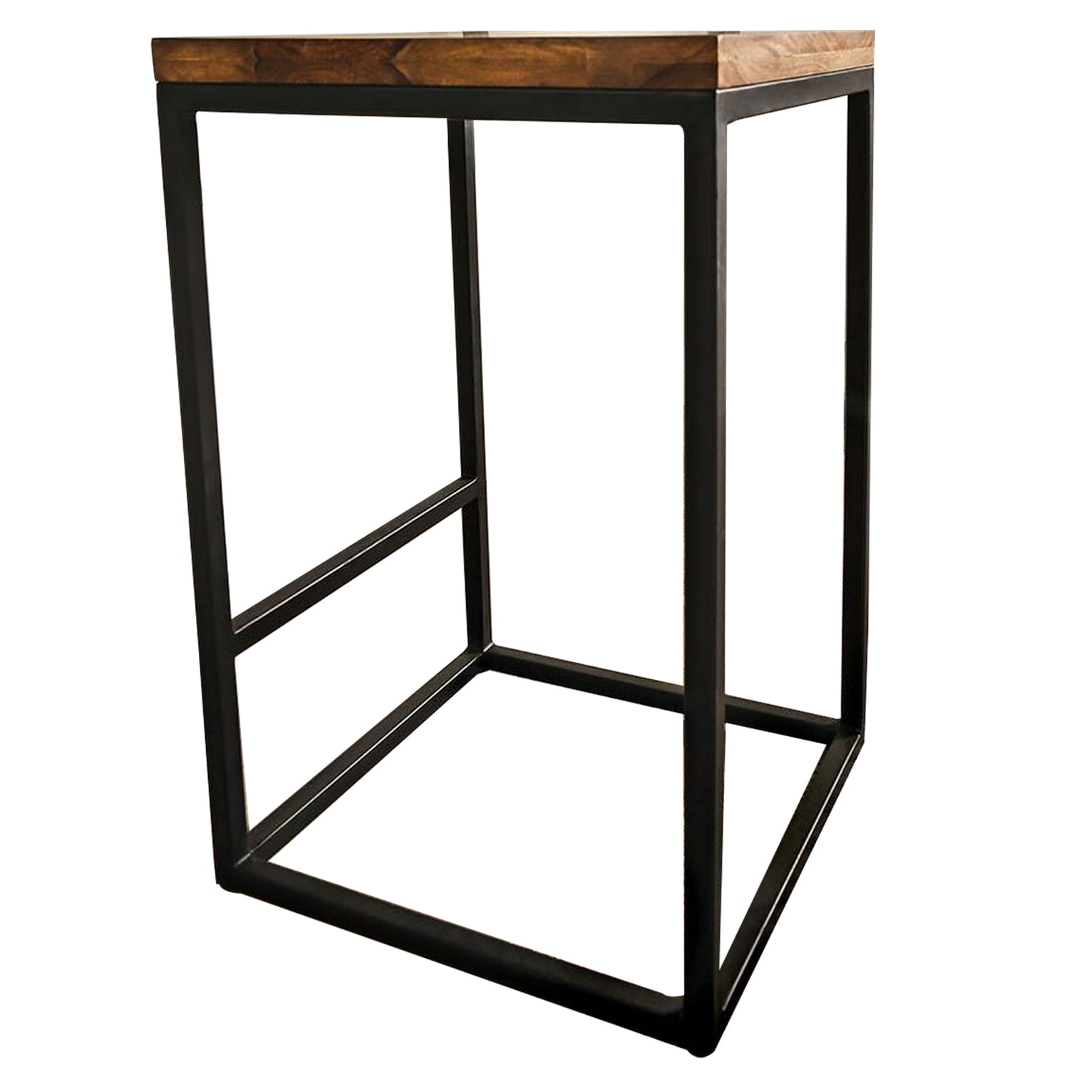Benjara Larke 25 Inch Barstool, Welded Black Steel Frame, Indian