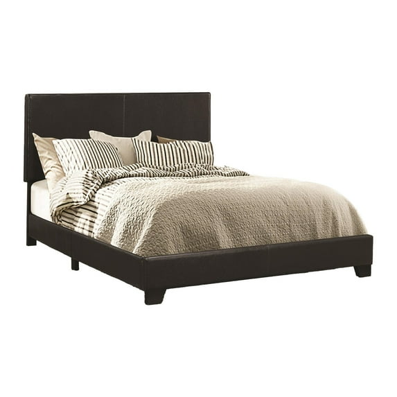Leather Upholstered Full Size Platform Bed, Black