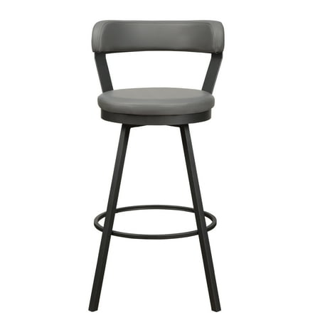 Leatherette Pub Chair with Curved Design Open Backrest, Set of 2,Light Gray- Saltoro Sherpi