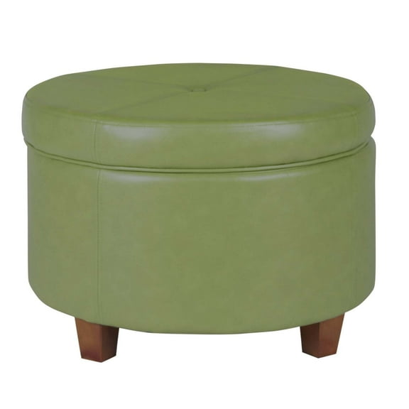 Leatherette Upholstered Ottoman with Single Button Tufted Lift Top Storage Green