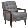 thumbnail image 1 of Lenie Accent Armchair- Button Tufted Dark Gray Leather- Brown Wood, 1 of 6